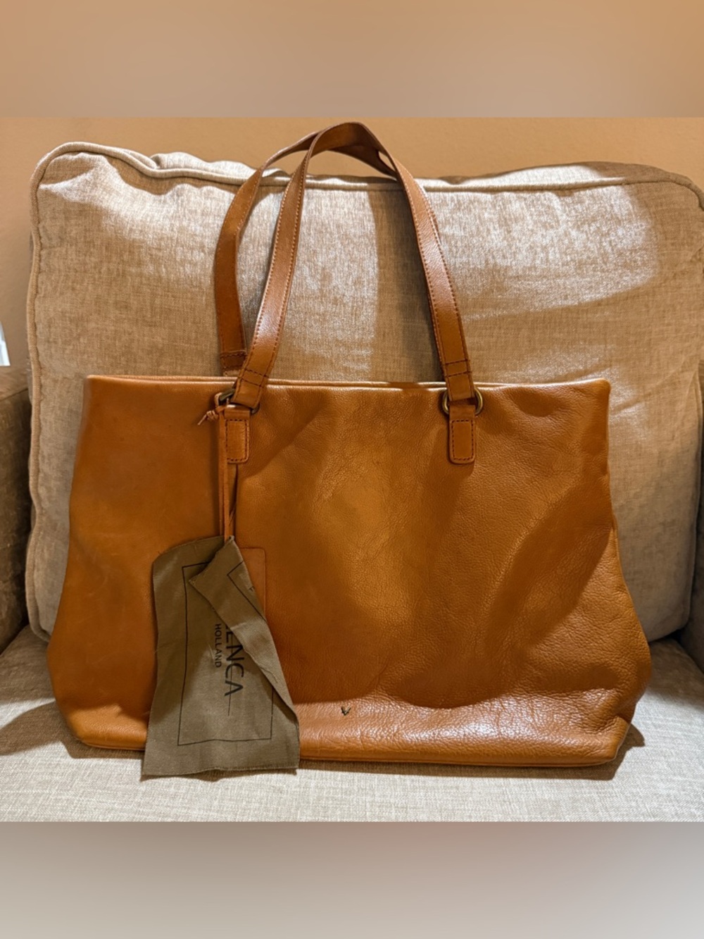 Vilenca Holland Tan Leather Tote Bag NWOT Handcrafted